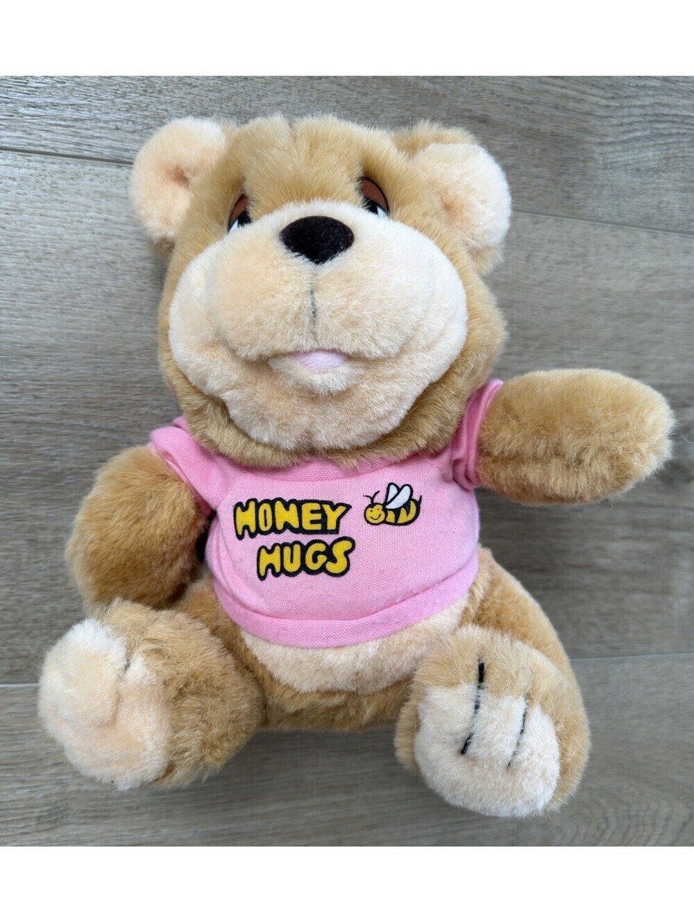 Vintage 1988 Fairview Honey Hugs Teddy Bear Plush Pink Shirt Animal Bee Toy